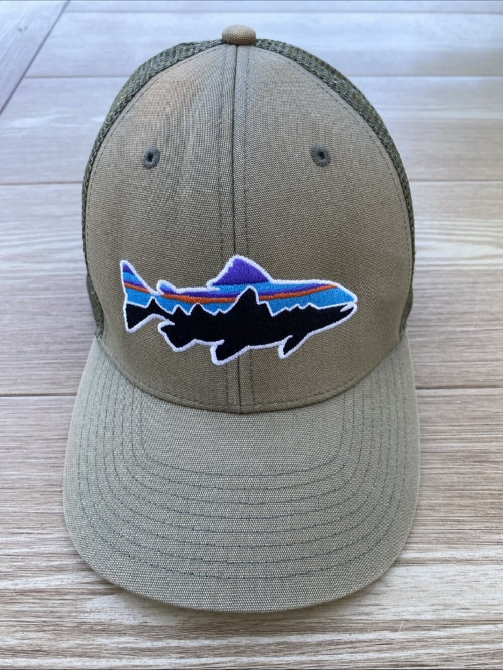 Patagonia Snapback Mesh Hat Fly Fishing Trout Logo Cap Ajustable Sportwear